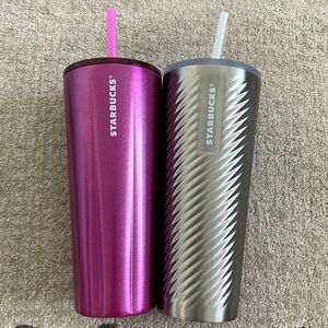 🌟NWT- Starbucks pink and silver Stainless Steel Venti Cups Tumbler 24 oz